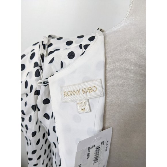 RONNY KOBO Women's Astrid Black White Polka Dot Dress Size Medium - Picture 7 of 7